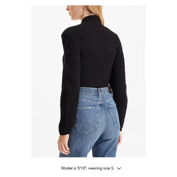 NEW Express Ribbed Scoop Neck Long Sleeve Sweater in Black - Picture 3 of 11